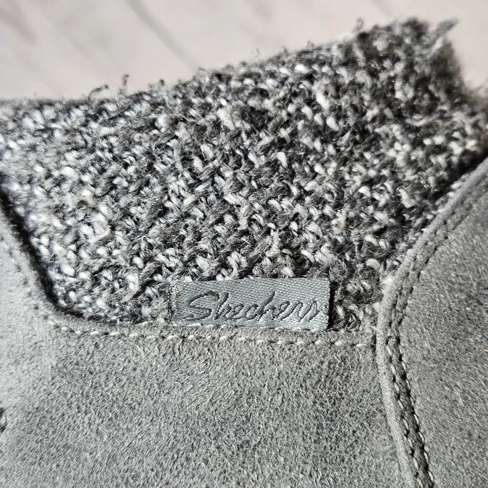 Skechers Synergy Walking Boots Women's Grey US 8.5 Faux Fur Lined Knit Collar